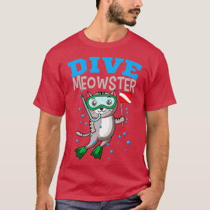 Cat Diver Meowster Dyka Down Flagga Underwatt T Shirt