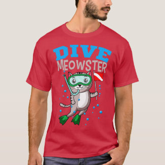 Cat Diver Meowster Dyka Down Flagga Underwatt T Shirt