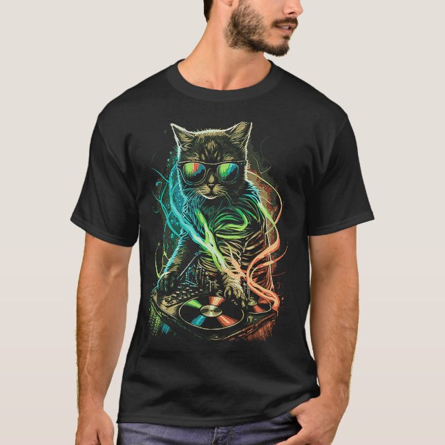 Cat Dj-hörlurar Kitten House Music Kattunge T Shirt (Framsida)