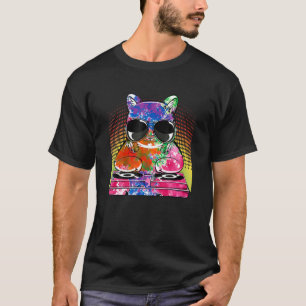 Cat Dj Ljud House Cute Music Pet Owner Anim T Shirt