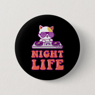 Cat DJ Music Kitten Rave Disco Kattunge Animal Pet Knapp