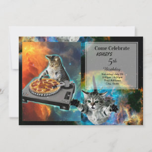 Cat dj-skivjockey's ljud bord inbjudningar