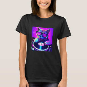 Cat DJ Vaporwave Aesthetic Manar Boys Girls Women T Shirt