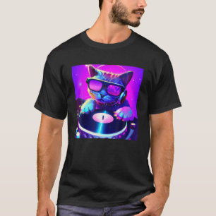 Cat DJ Vaporwave Aesthetic Manar Boys Girls Women  T Shirt