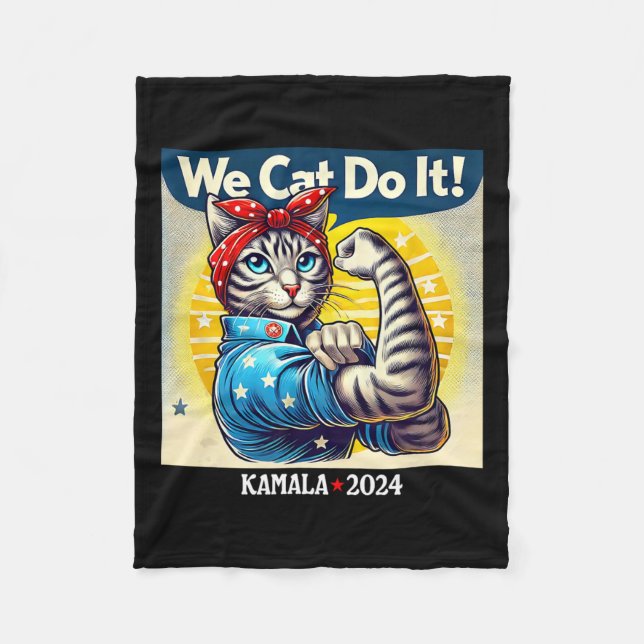 Cat Do It Kamala Harris Supporter Chilless Cat La  Fleecefilt (Framsidan)