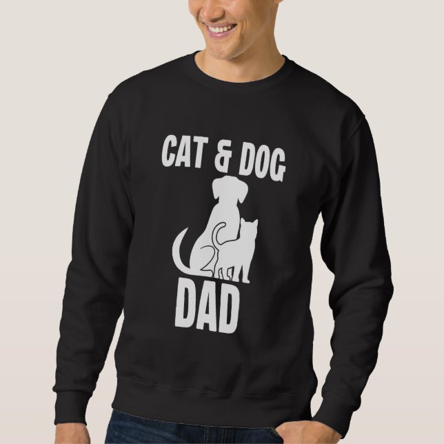 Cat Dog Dad Owner Cute Father Daddy Pet Animal Pap Lång Ärmad Tröja (Framsida)