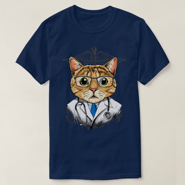 Cat Doktor Vet Veterinarian Animal Lover T Shirt (Design framsida)