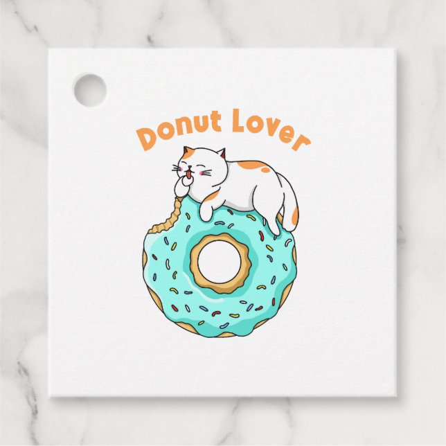 Cat Donut Älskare Gåvor Etiketter (Framsida)