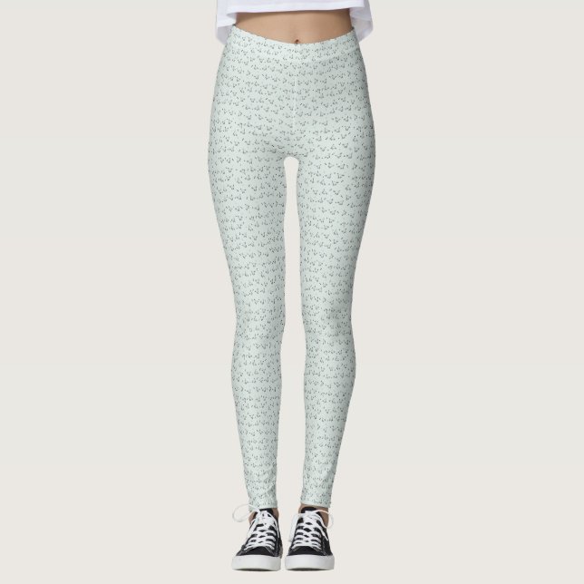 Cat Doodle Leggings – Sage Green (Framsida)