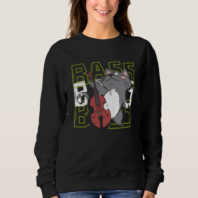 Cat Double Bass Player Jazz Musician Contrabass T Shirt (Framsida)