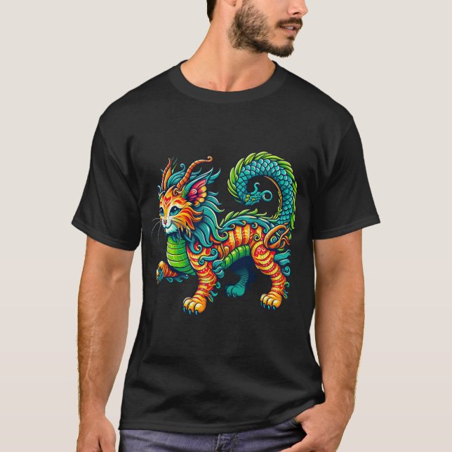 Cat Dragon Happy Chinese New Year 2024 Womens Mens T Shirt (Framsida)