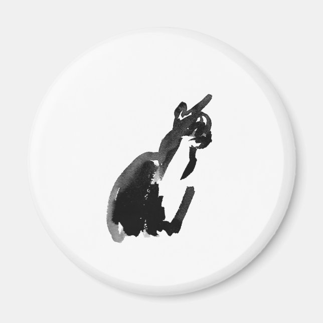 Cat Drawing Ink Brush Wash Art Magnet (Framsidan)