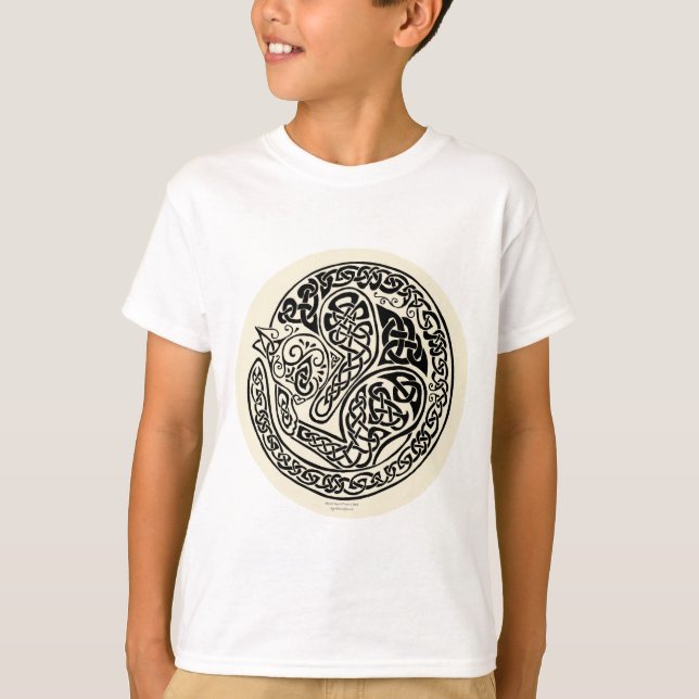 Cat Dreams Celtic Black Ivory Tee Shirt (Framsida)