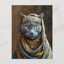 Cat Dressed as Pharaoh Queen Vykort