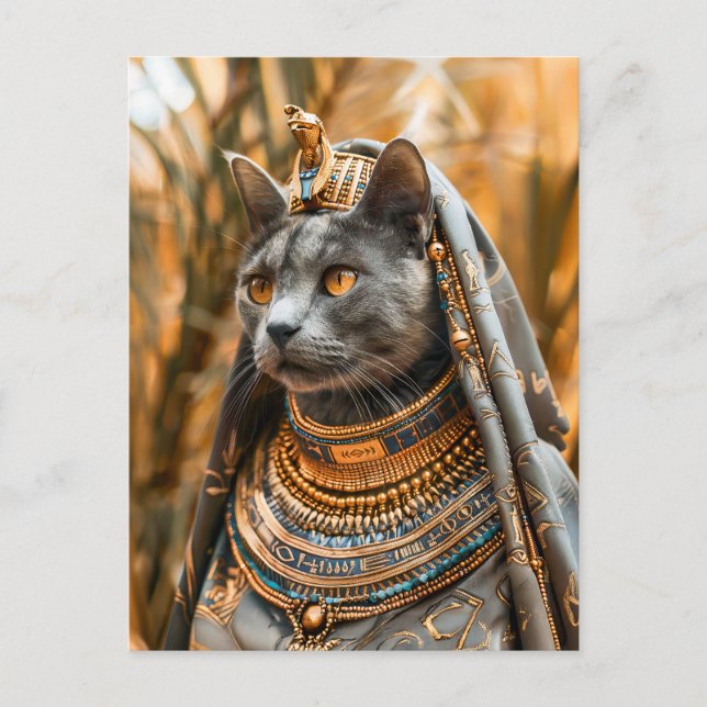 Cat Dressed as Pharaoh Queen Vykort (Framsida)