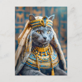Cat Dressed as Pharaoh Queen Vykort