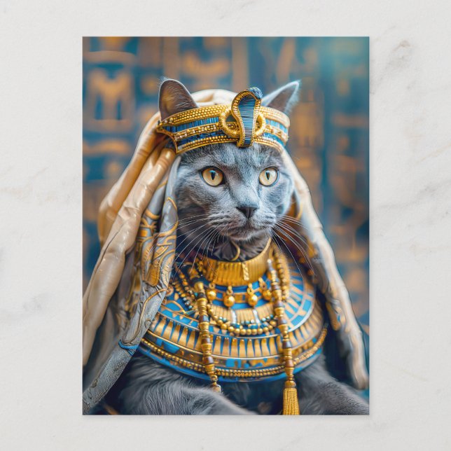 Cat Dressed as Pharaoh Queen Vykort (Framsida)