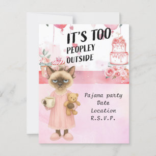 Cat dricker kaffe pajama party vykort