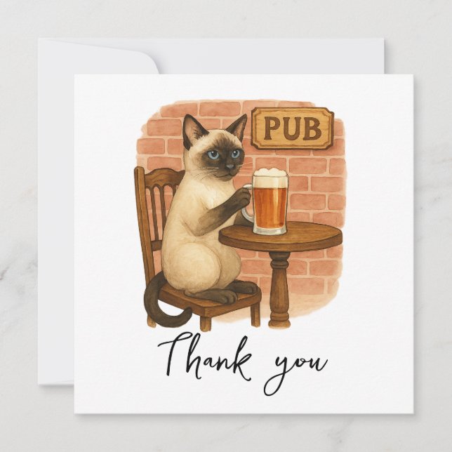 Cat dricker öl i Irish Pub Tack Kort (Framsida)