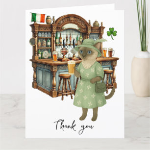 Cat dricker öl i Irish Pub Tack Kort