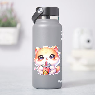 Cat Drinking Boba Cute Bubble Tea Klistermärken