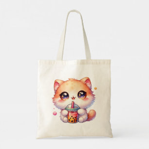 Cat Drinking Boba Cute Bubble Tea Tygkasse