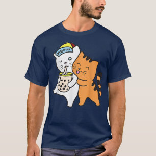 Cat Drinking Boba Shirt Tea Bubble Tea Anime Kawai T