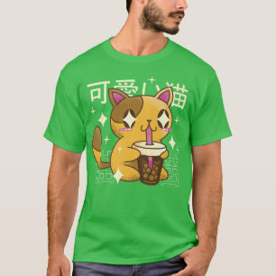 Cat Drinking Bubble Tea Drink Japan T Shirt