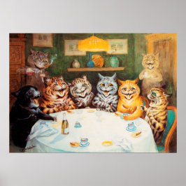 Cat Drinking Party Poster
