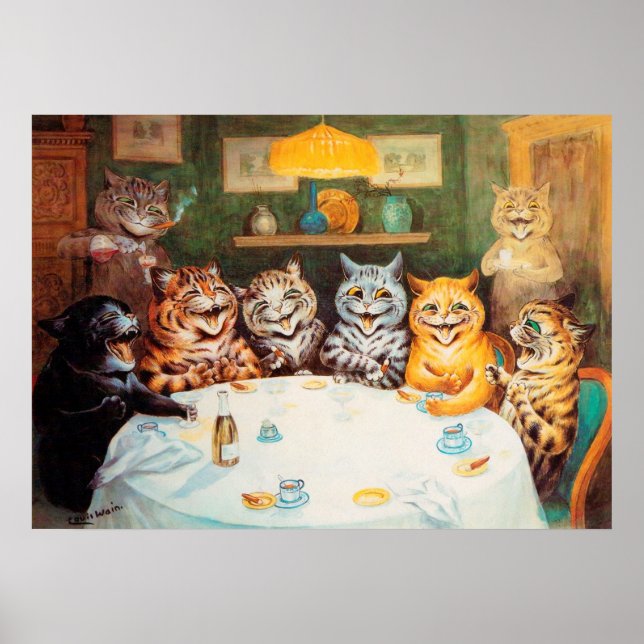 Cat Drinking Party Poster (Framsidan)