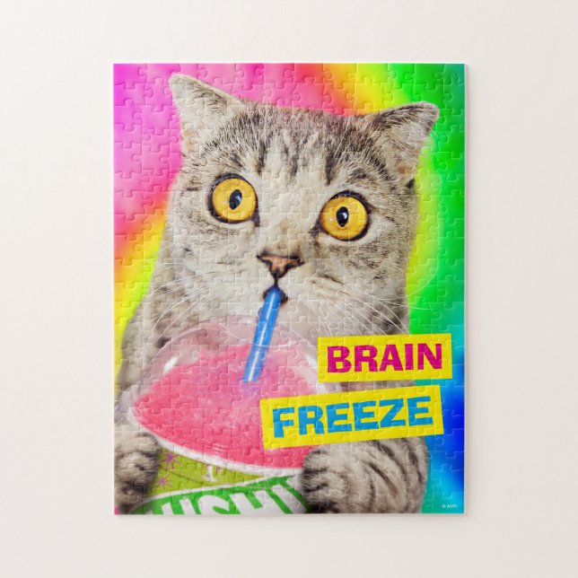 Cat Drinking Slushie Pussel (Vertikal)