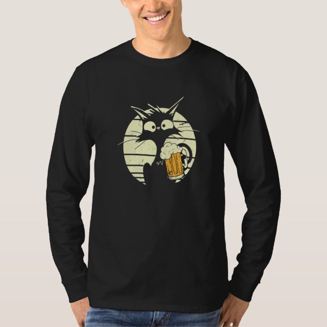 Cat Drinks Beer Cat Beer Beer Drinking Cat T Shirt (Framsida)
