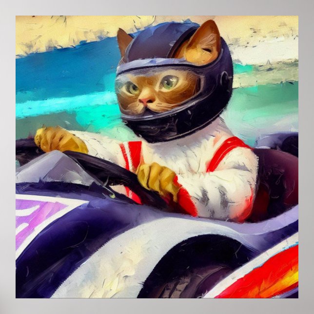 Cat Driving a Racecar Poster (Framsidan)