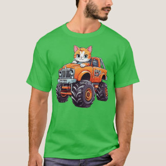 Cat Driving Monster Truk T Shirt