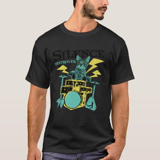 Cat Drum T Shirt (Framsida)