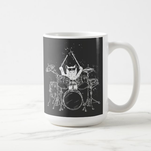 Cat Drummer som spelar upp Drums kaffe Mugg (Höger)