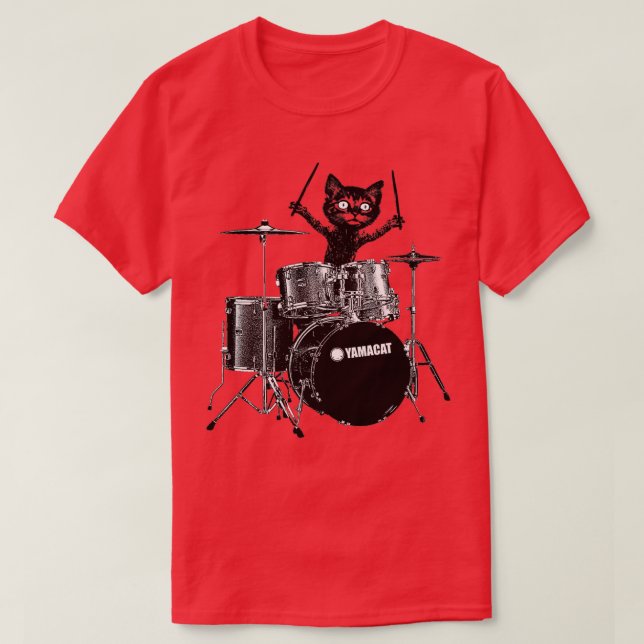 Cat Drummer T Shirt (Design framsida)