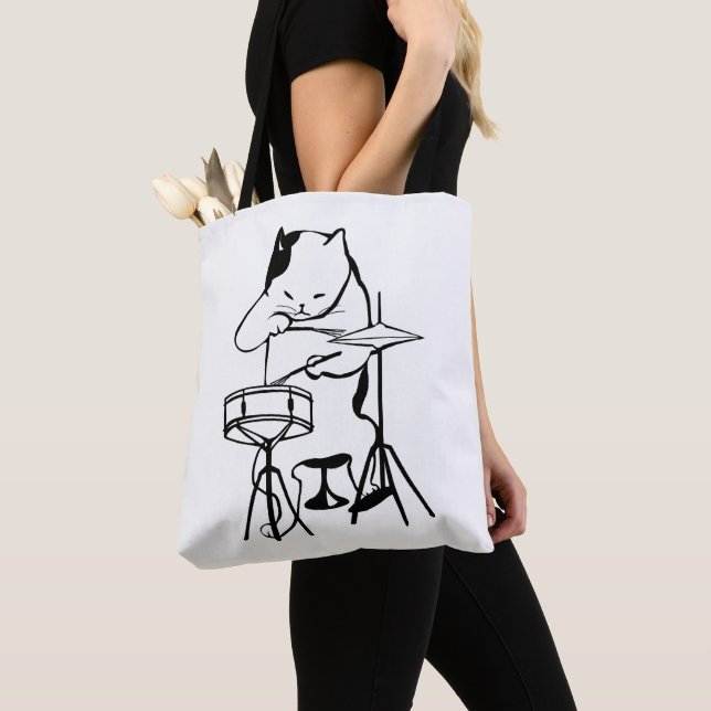 CAT DRUMMER TOTE TYGKASSE (Närbild)