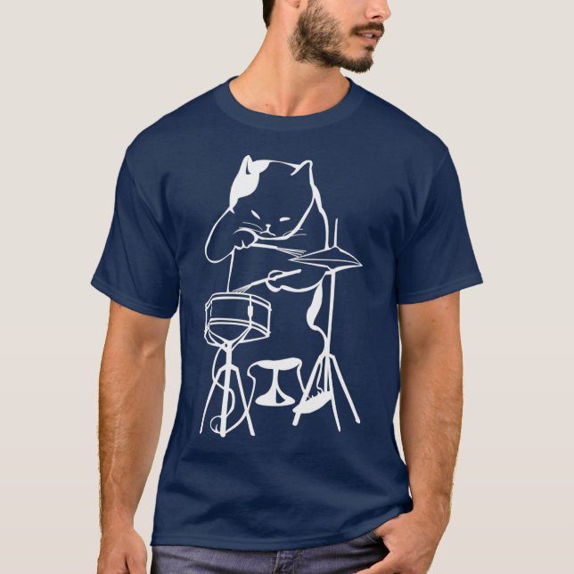 Cat Drumming Jazz Cat Cat Drummer T Shirt (Framsida)