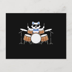 Cat Drums Vykort