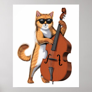 Cat Dubbla Bass Player Poster