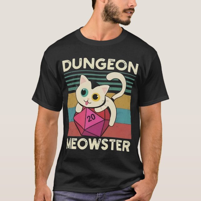 Cat Dungeon Meowster Vintage T Shirt (Framsida)