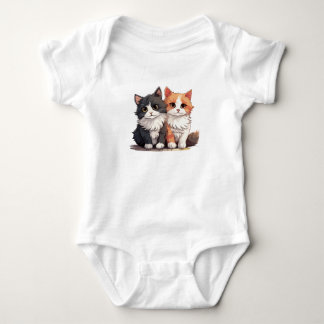 Cat Duo T-Shirt | Adsible Black & Orange Cats Gra