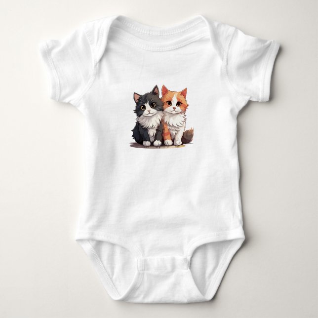 Cat Duo T-Shirt | Adsible Black & Orange Cats Gra (Framsida)