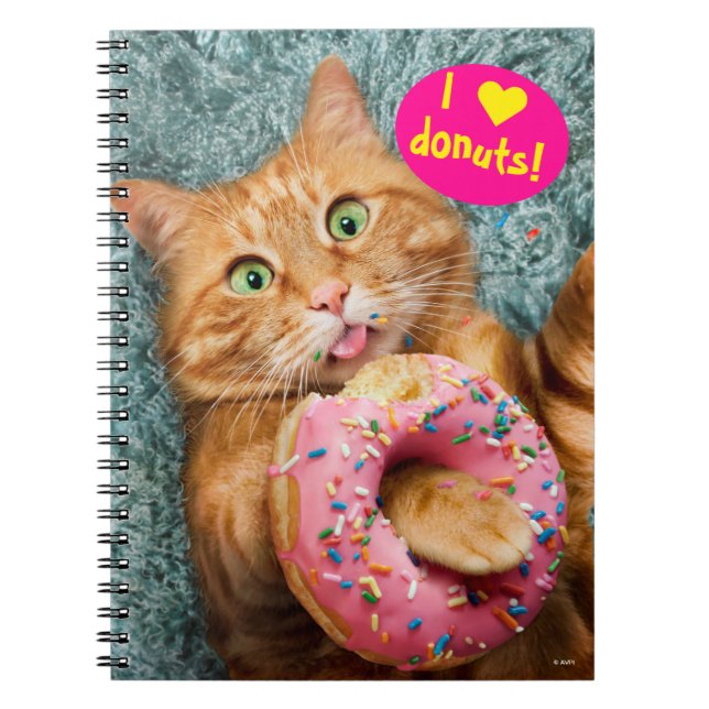 Cat Eating Donut Anteckningsbok (Framsidan)