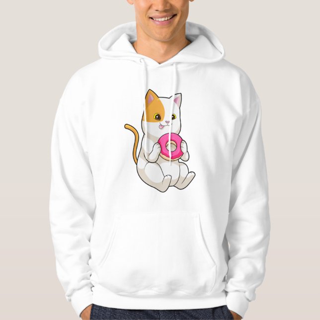 Cat Eating Donut Hoodie (Framsida)