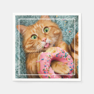 Cat Eating Donut Pappersservett