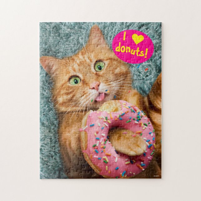 Cat Eating Donut Pussel (Vertikal)