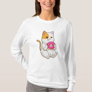 Cat Eating Donut T Shirt