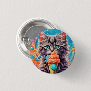 Cat Eating Ice Cream Cone Funny Kitten Cat 779 Knapp